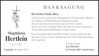 Anzeige von Magdalena Hertlein von MGO