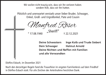Anzeige von Manfred Röser von MGO