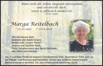Anzeige von Marga Reitelbach von MGO