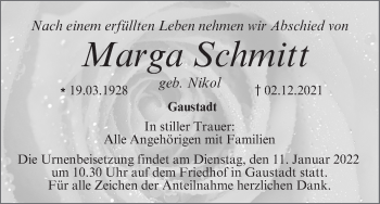 Anzeige von Marga Schmitt von MGO