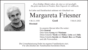 Anzeige von Margareta Friesner von MGO