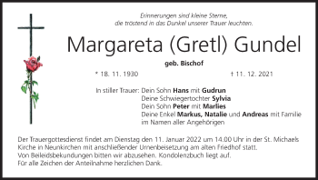 Anzeige von Margareta Gundel von MGO