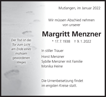 Anzeige von Margritt Menzner von MGO