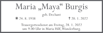 Anzeige von Maria Burgis von MGO