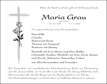 Anzeige von Maria Grau von MGO