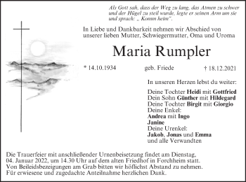 Anzeige von Maria Rumpler von MGO