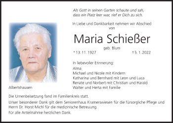 Anzeige von Maria Schießer von MGO