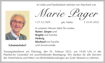 Anzeige von Marie Pager von MGO