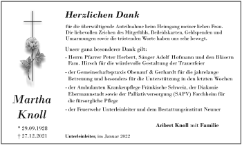 Anzeige von Martha Knoll von MGO