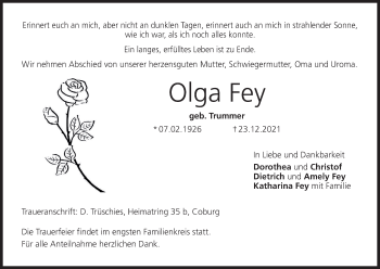 Anzeige von Olga Fey von MGO