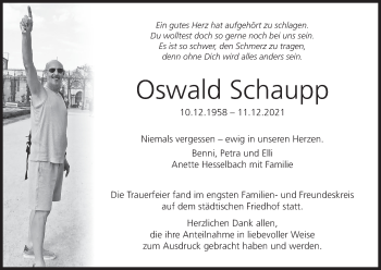 Anzeige von Oswald Schaupp von MGO
