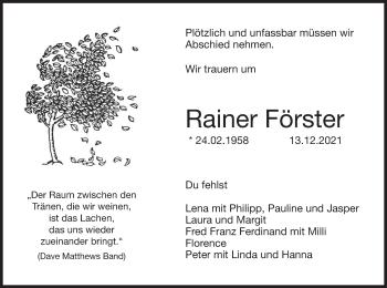 Anzeige von Rainer Förster von MGO
