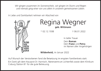 Anzeige von Regina Wegner von MGO