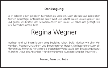 Anzeige von Regina Wegner von MGO