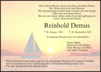 Anzeige von Reinhold Demus von MGO