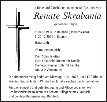 Anzeige von Renate Skrabania von MGO
