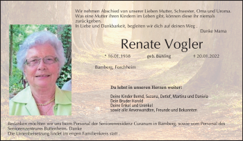 Anzeige von Renate Vogler von MGO