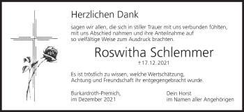 Anzeige von Roswitha Schlemmer von MGO