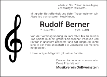 Anzeige von Rudolf Berner von MGO