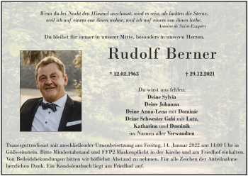 Anzeige von Rudolf Berner von MGO