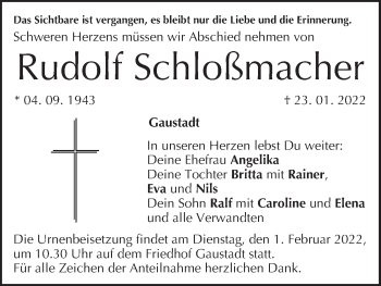 Anzeige von Rudolf Schloßmacher von MGO