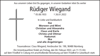 Anzeige von Rüdiger Wiegand von MGO