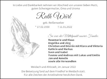 Anzeige von Ruth Würl von MGO
