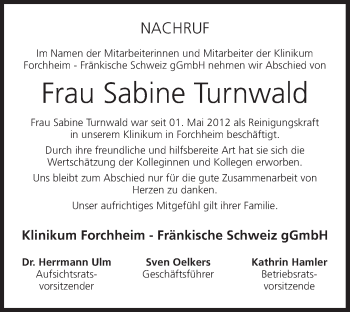 Anzeige von Sabine Turnwald von MGO