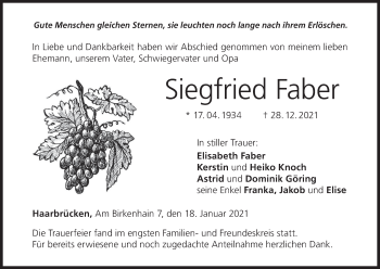 Anzeige von Siegfried Faber von MGO