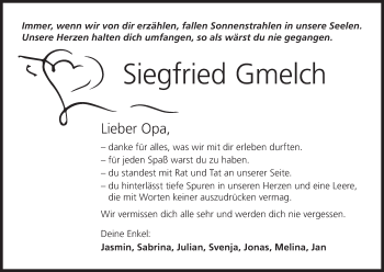 Anzeige von Siegfried Gmelch von MGO
