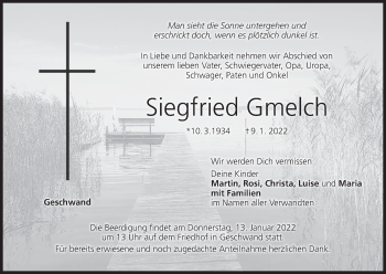 Anzeige von Siegfried Gmelch von MGO