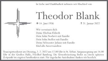Anzeige von Theodor Blank von MGO
