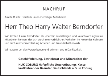 Anzeige von Theo Harry Walter Berndorfer von MGO