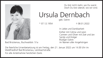 Anzeige von Ursula Dernbach von MGO
