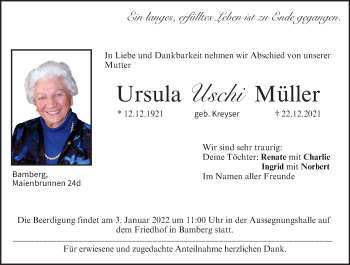 Anzeige von Ursula Müller von MGO