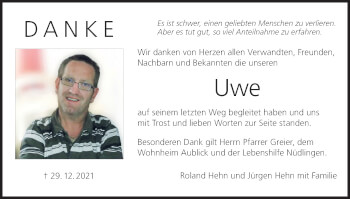 Anzeige von Uwe Hehn von MGO