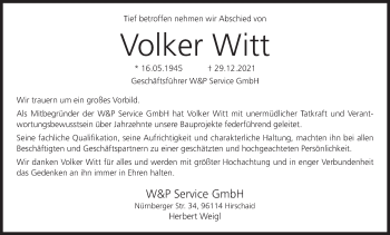 Anzeige von Volker Witt von MGO