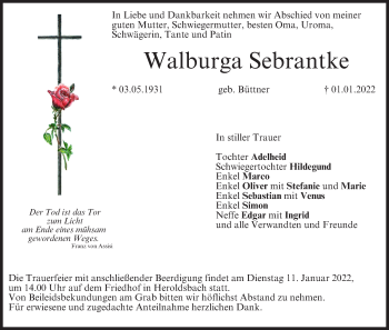 Anzeige von Walburga Sebrantke von MGO