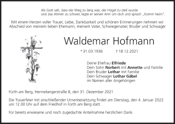 Anzeige von Waldemar Hofmann von MGO