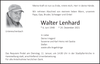 Anzeige von Walter Lenhard von MGO