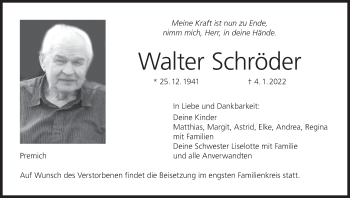 Anzeige von Walter Schröder von MGO