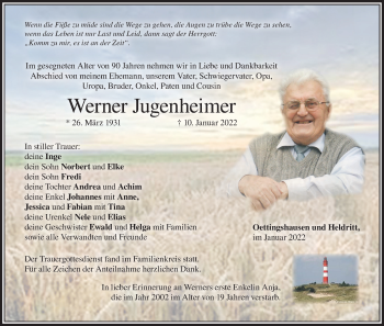 Anzeige von Werner Jugenheimer von MGO