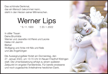 Anzeige von Werner Lips von MGO