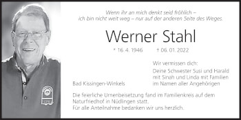 Anzeige von Werner Stahl von MGO