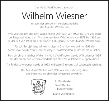 Anzeige von Wilhelm Wiesner von MGO