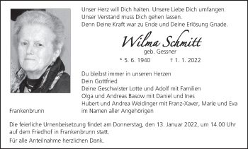 Anzeige von Wilma Schmitt von MGO