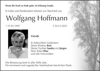 Anzeige von Wolfgang Hoffmann von MGO