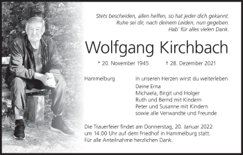 Anzeige von Wolfgang Kirchbach von MGO
