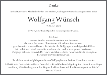 Anzeige von Wolfgang Wünsch von MGO