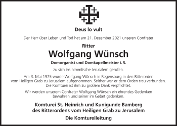 Anzeige von Wolfgang Wünsch von MGO